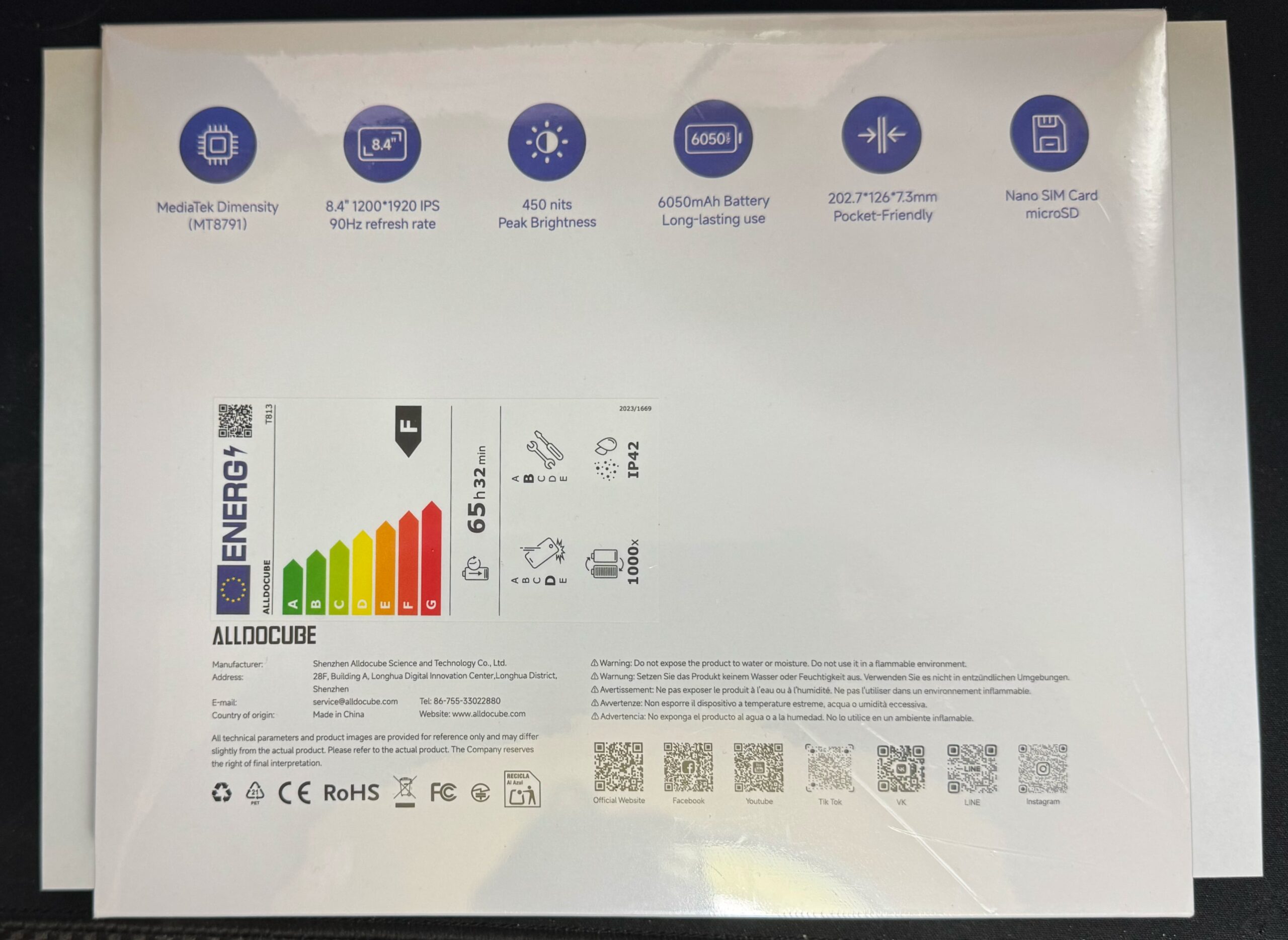 ALLDOCUBE iPlay 70 mini Pro Back of Box